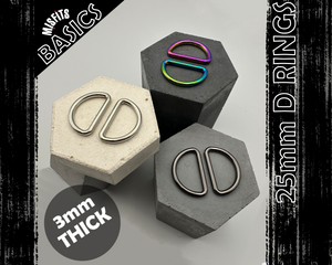 25mm D Rings for Bag Making Crafts, 2 pack, Metal Buckle fittings for 1" webbing straps, Bag Hardware