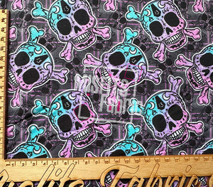 Bamboo Lycra - Goth Skulls