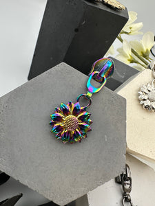 Double-sided Sunflower Zipper Pulls available in 6 finishes