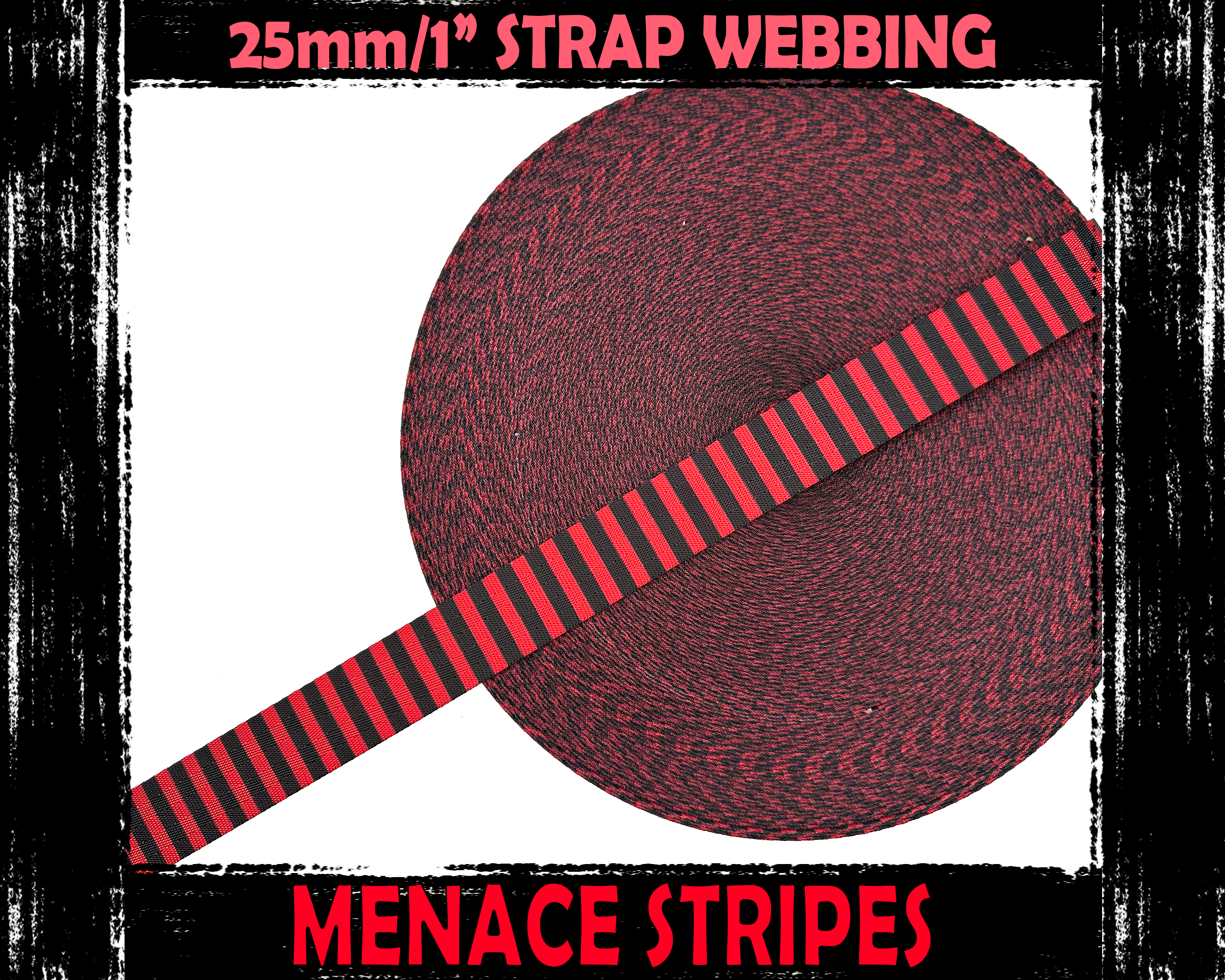 25mm Red and Black Stripe Webbing Straps for Bag Making