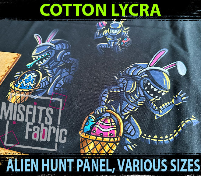 Cotton Lycra, Alien Hunt Panel, Various Sizes