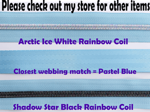 Baby Blue Zipper Tape with Dark Iridescent Rainbow Teeth, Shadow Star Collection, for #5 nylon zips