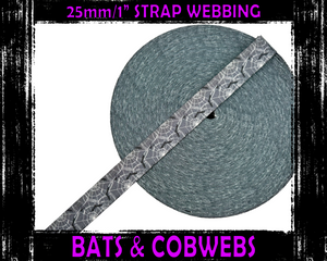 25mm Grey Bats Webbing, Bag Straps (1" wide)