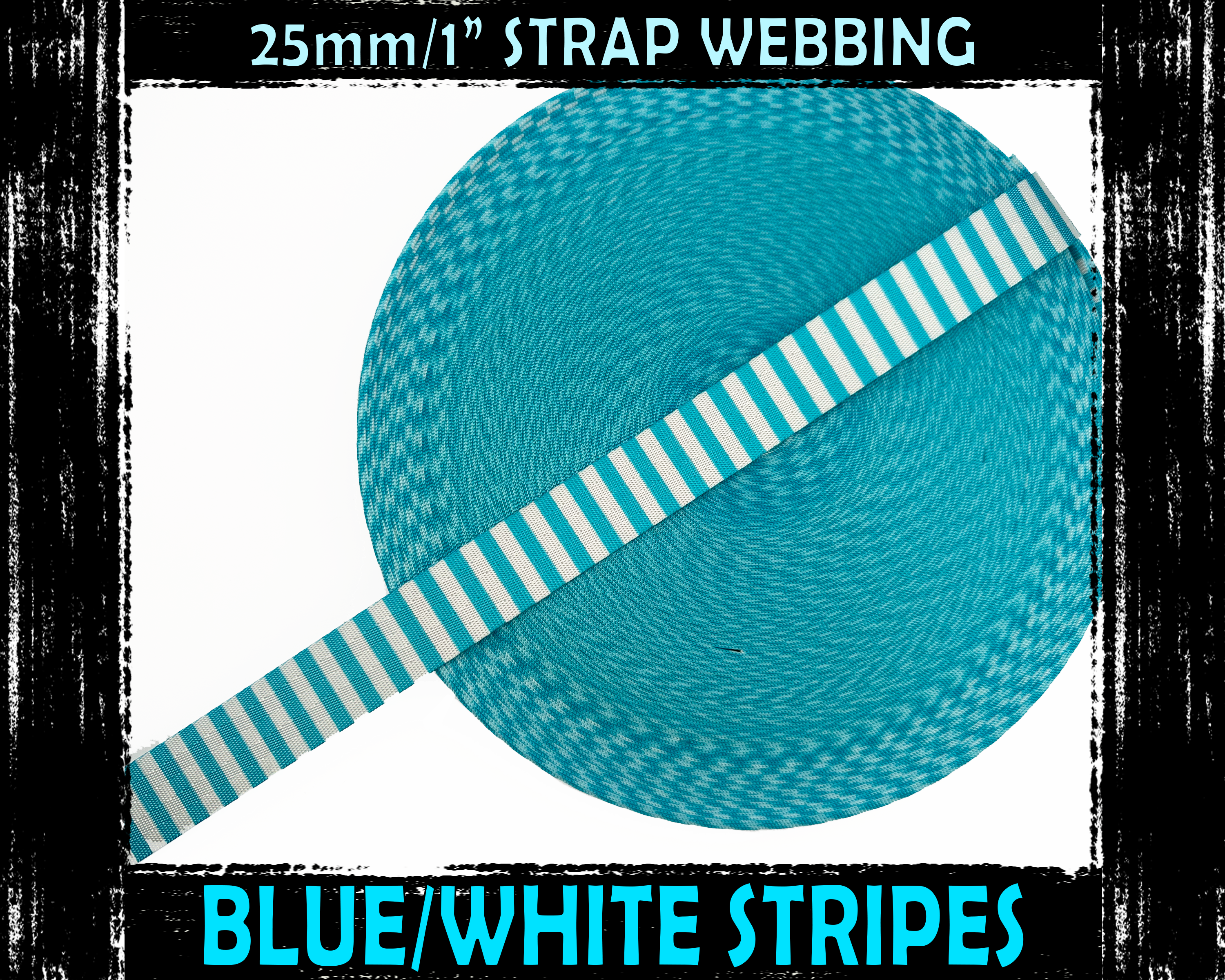 25mm Blue and White Stripe Webbing Straps for Bag Making