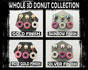 PINK Glitter Enamel 3D Donut Zipper Pulls for #5 nylon zip pulls. Bag Making Hardware