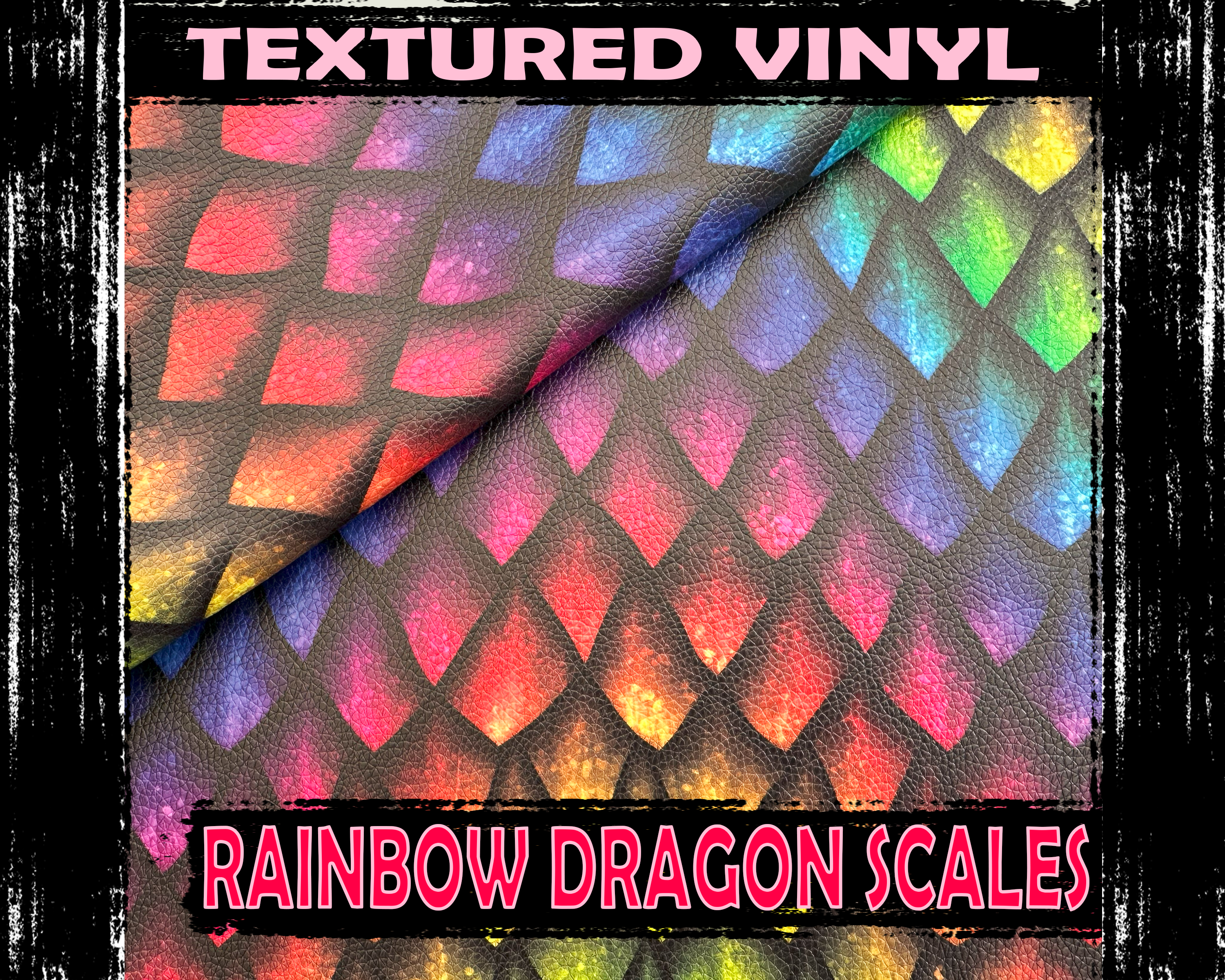 Textured Vinyl -  Rainbow Dragon Scales, Large Scale