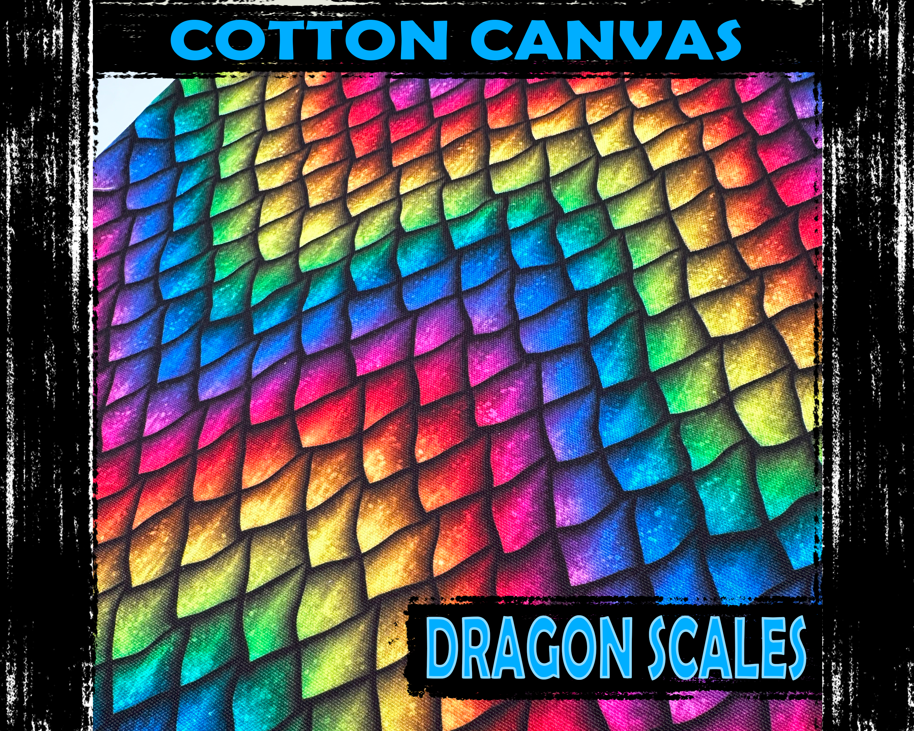 Rainbow Dragon Scales Cotton Canvas