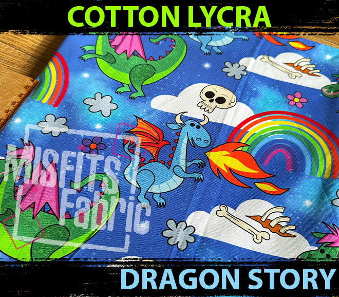Cotton Lycra - Dragon Story