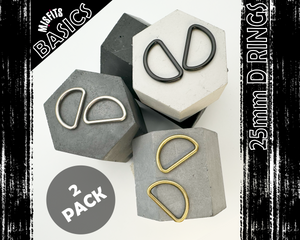 25mm D Rings for Bag Making Crafts, 2 pack, Metal Buckle fittings for 1" webbing straps, Bag Hardware