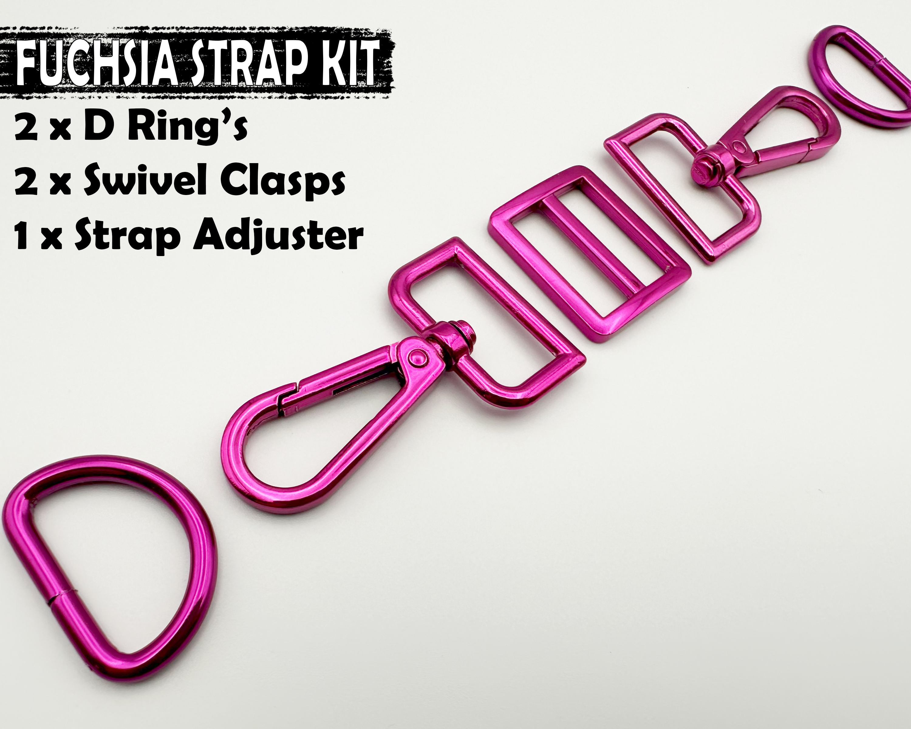 Fuchsia Pink Strap Kit Set, 25mm/1" Bag Hardware