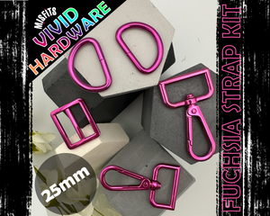 Fuchsia Pink Strap Kit Set, 25mm/1" Bag Hardware