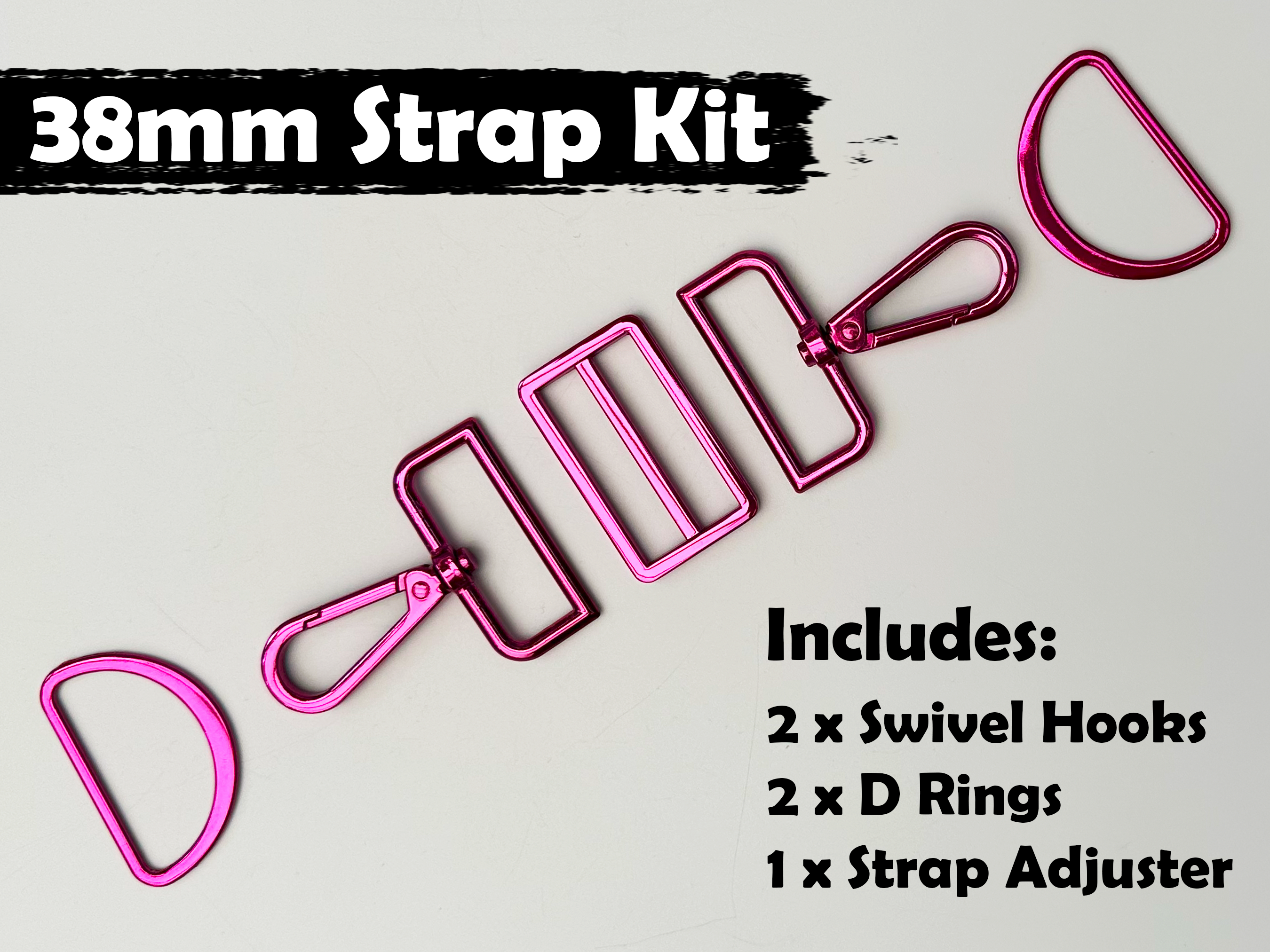 38mm Fuchsia Pink Strap Kit Set, Bag Hardware