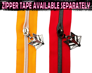 Geo Fox enamel Zipper Pulls, double sided - Gunmetal and Silver Finish