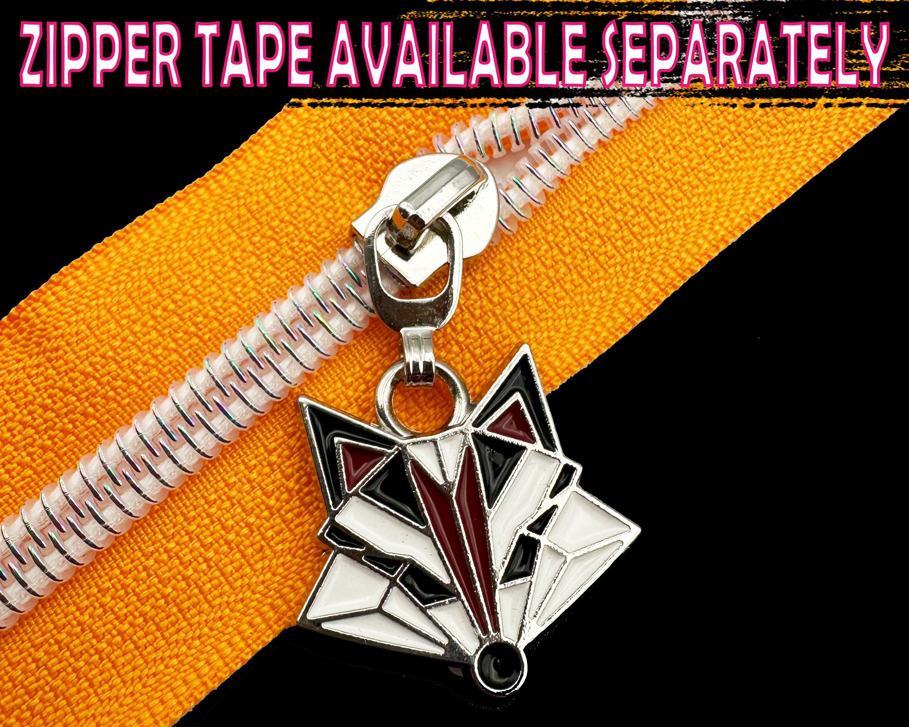Geo Fox enamel Zipper Pulls, double sided - Gunmetal and Silver Finish