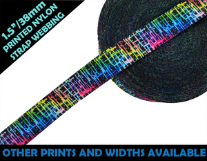 38mm Rainbow Scratches Print Webbing, Bag Straps, 1.5" wide