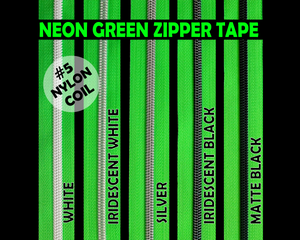 Neon Green Nylon Zipper Tape, Size 5