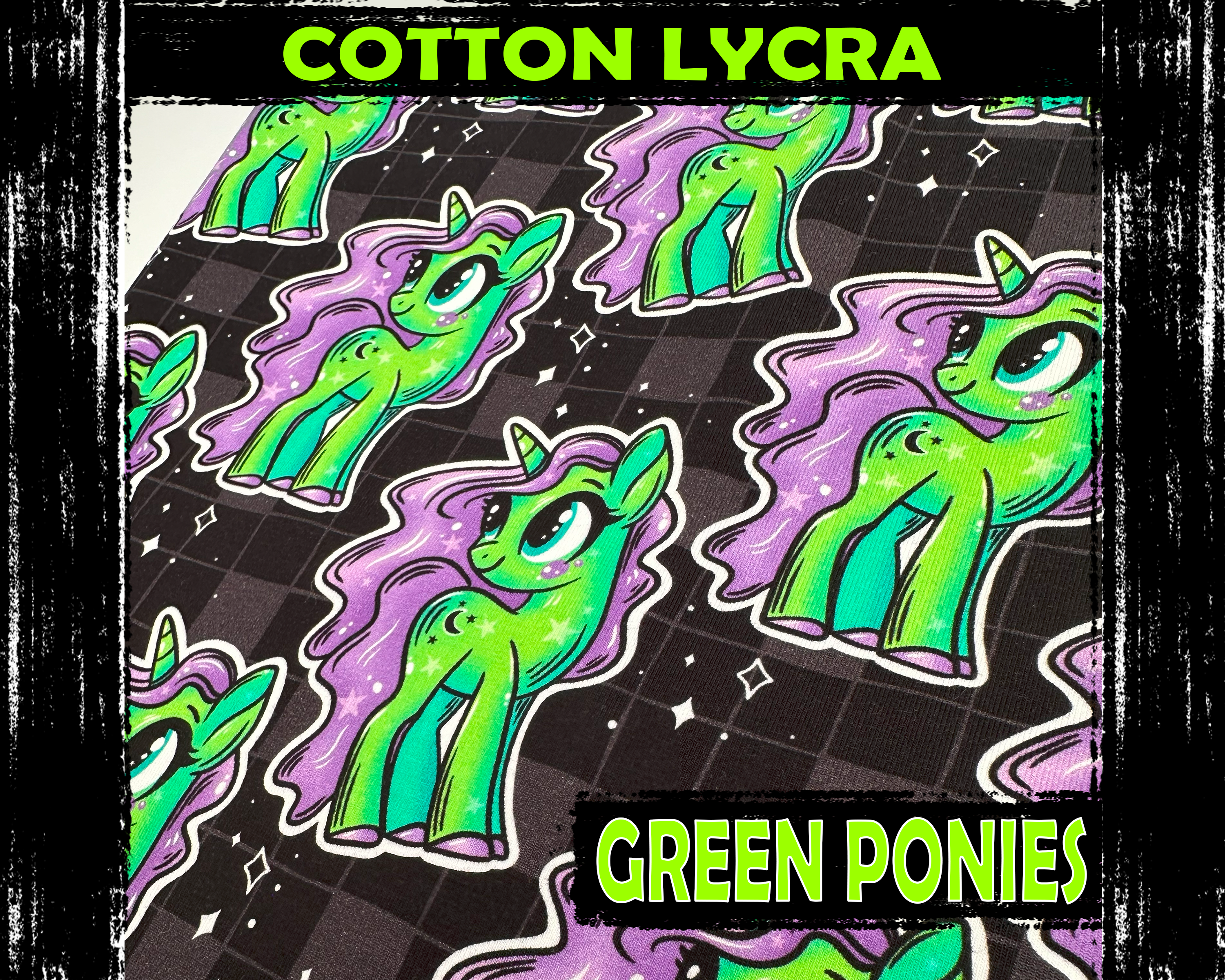 Cotton Lycra - Green Ponies