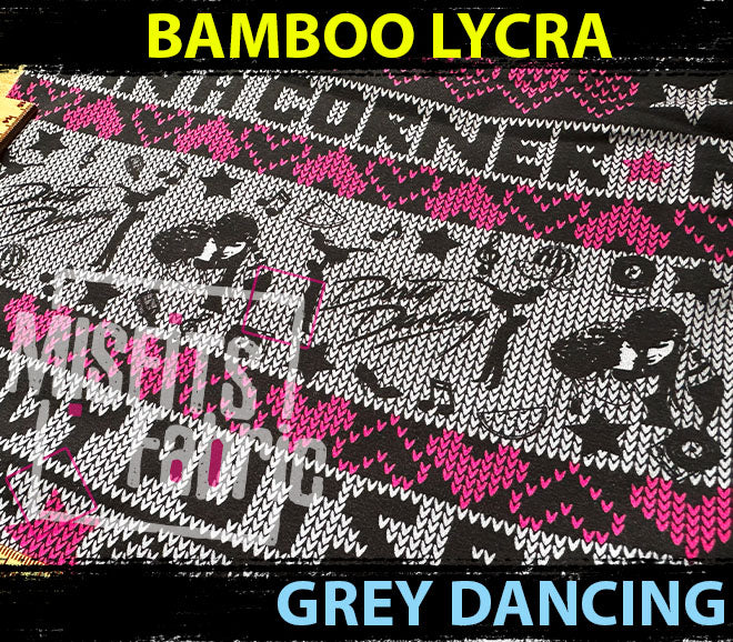 Bamboo Lycra - Grey Dancing