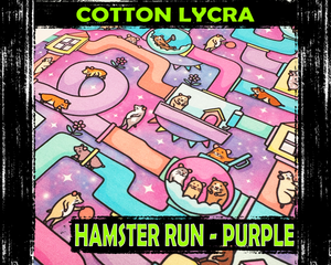 Hamster Run, Purple Galaxy Background Cotton Lycra