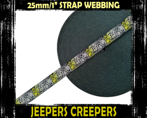 25mm wide, Snake Skin Print Nylon Webbing for DIY Bag Straps