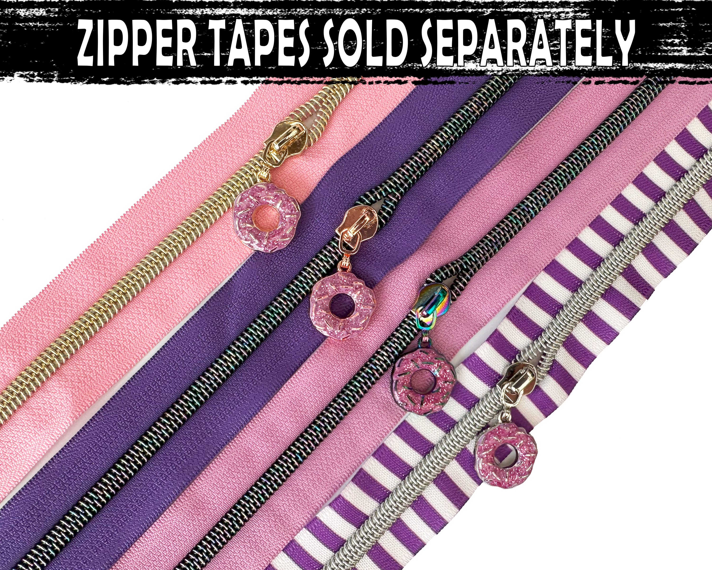 LILAC Glitter Enamel 3D Donut Zipper Pulls - 4 Finishes