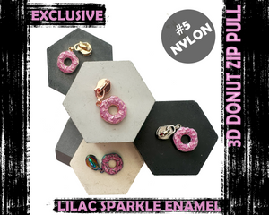 LILAC Glitter Enamel 3D Donut Zipper Pulls - 4 Finishes