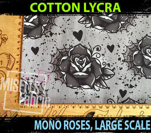 Cotton Lycra - Mono Roses, Large Scale