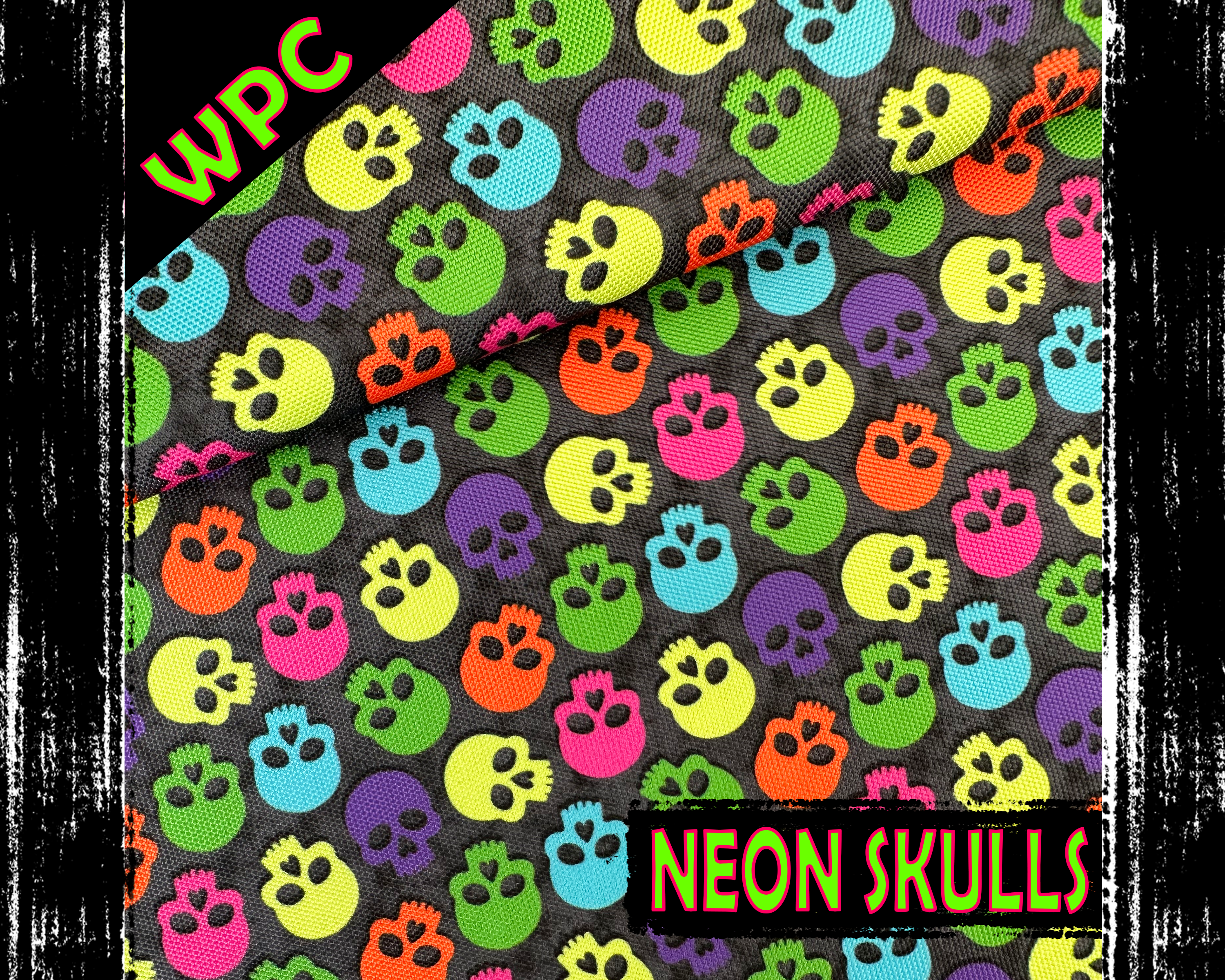 Neon Skulls, Waterproof Polyester Canvas.