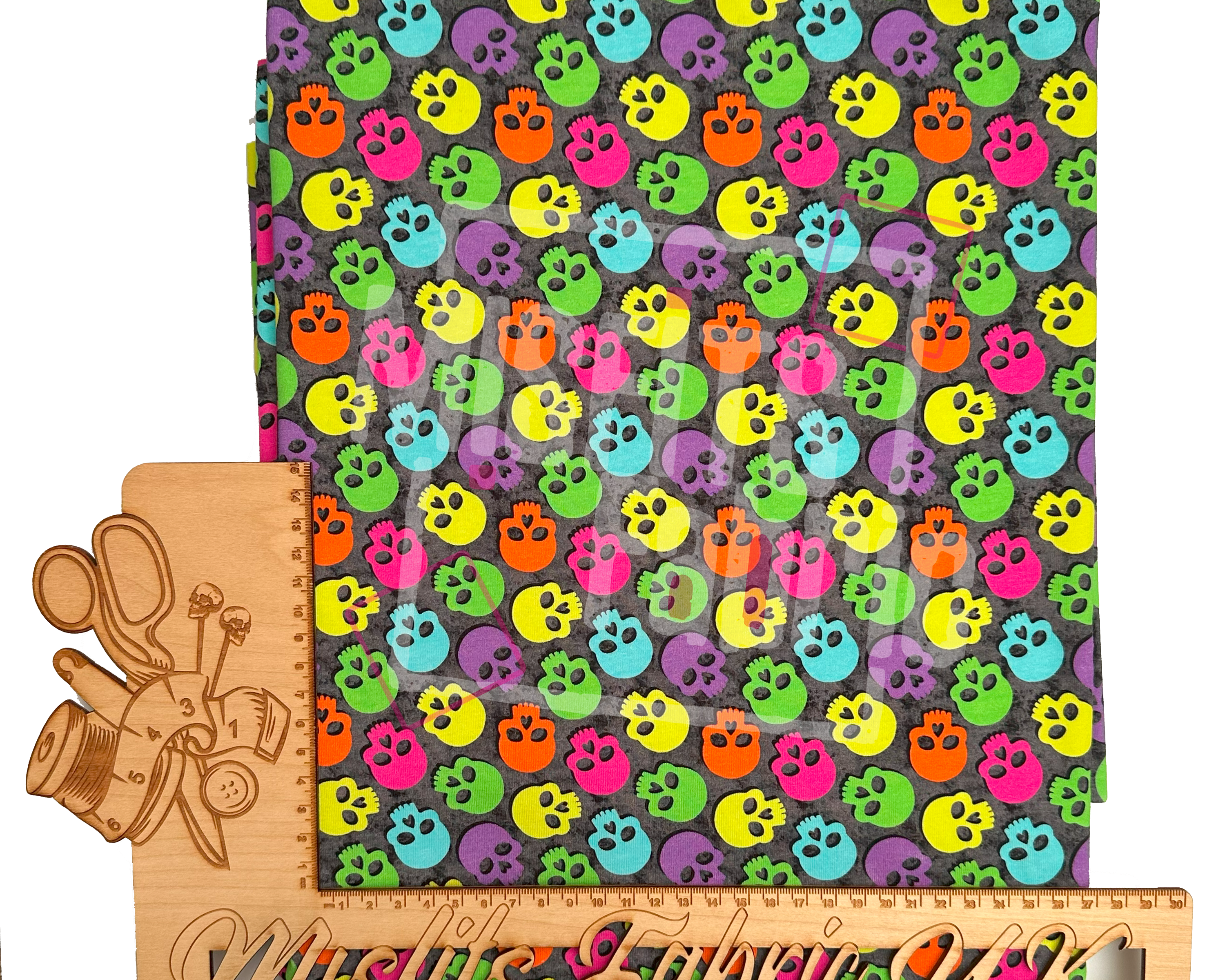 Cotton Lycra - Neon Skulls