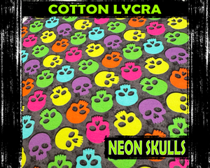 Cotton Lycra - Neon Skulls