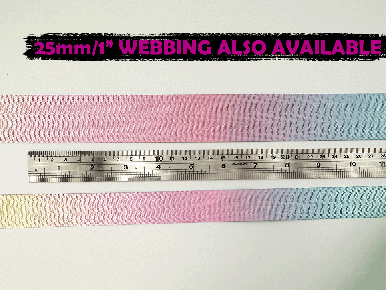 38mm Pastel Ombre Print Webbing, Bag Straps, 1.5" wide
