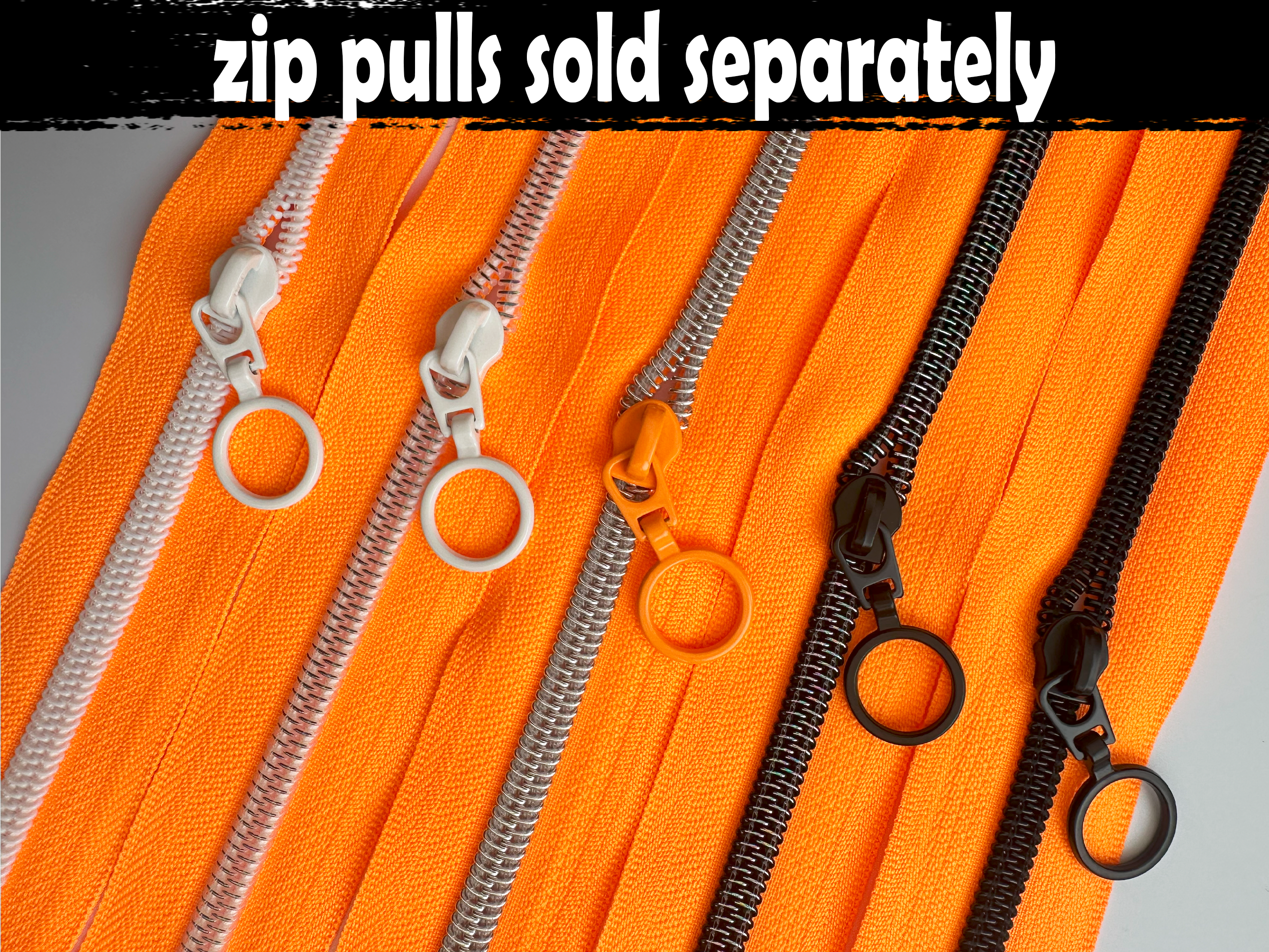 Neon Orange Nylon Zipper Tape, Size 5