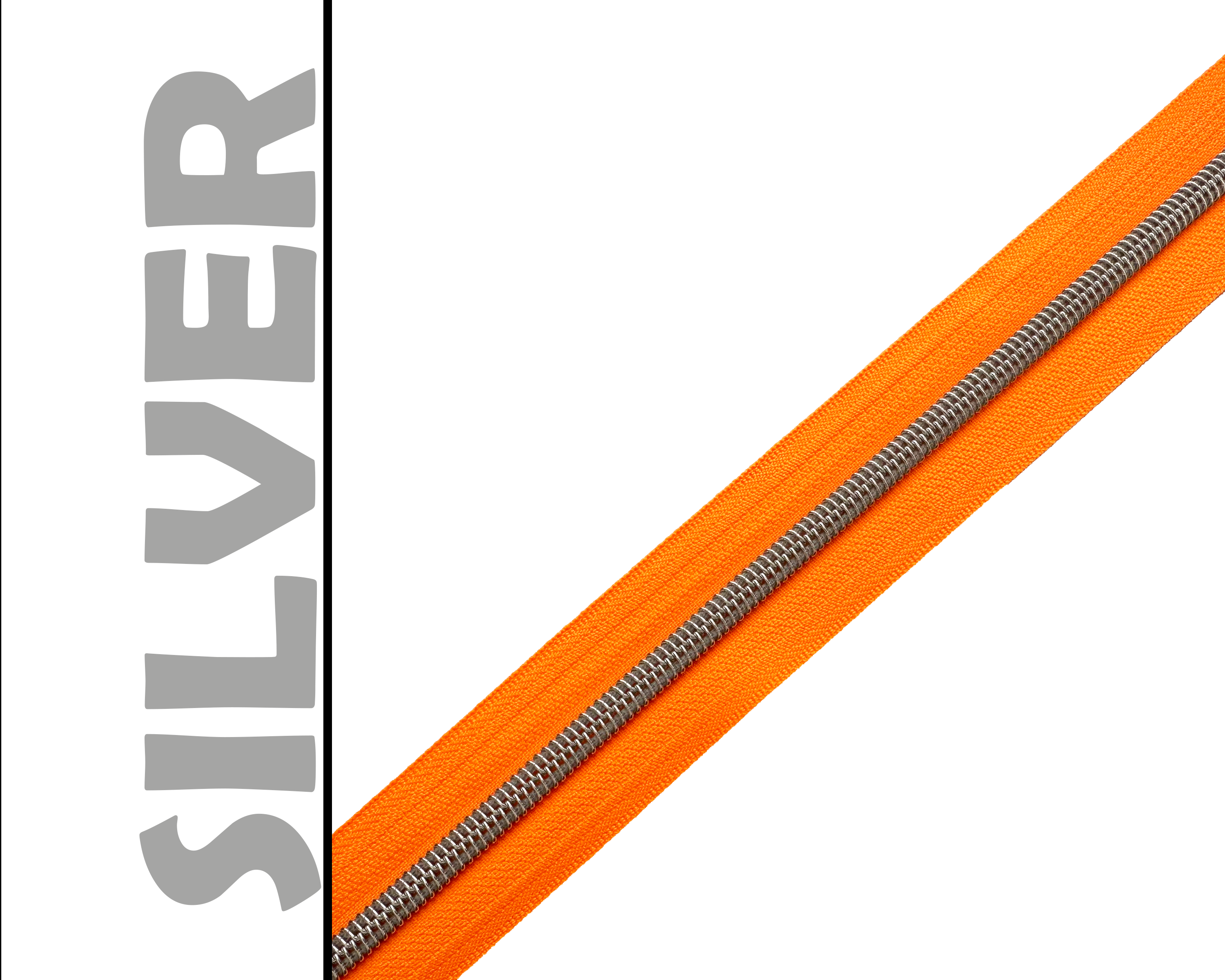 Neon Orange Nylon Zipper Tape, Size 5