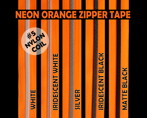 Neon Orange Nylon Zipper Tape, Size 5