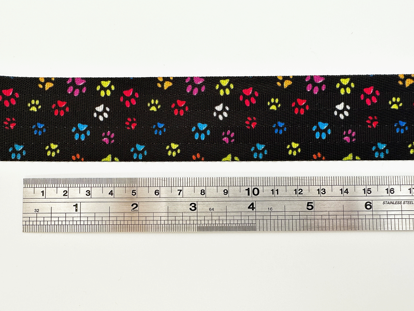 38mm Rainbow Doggie Paws Print Webbing, Bag Straps, 1.5" wide in