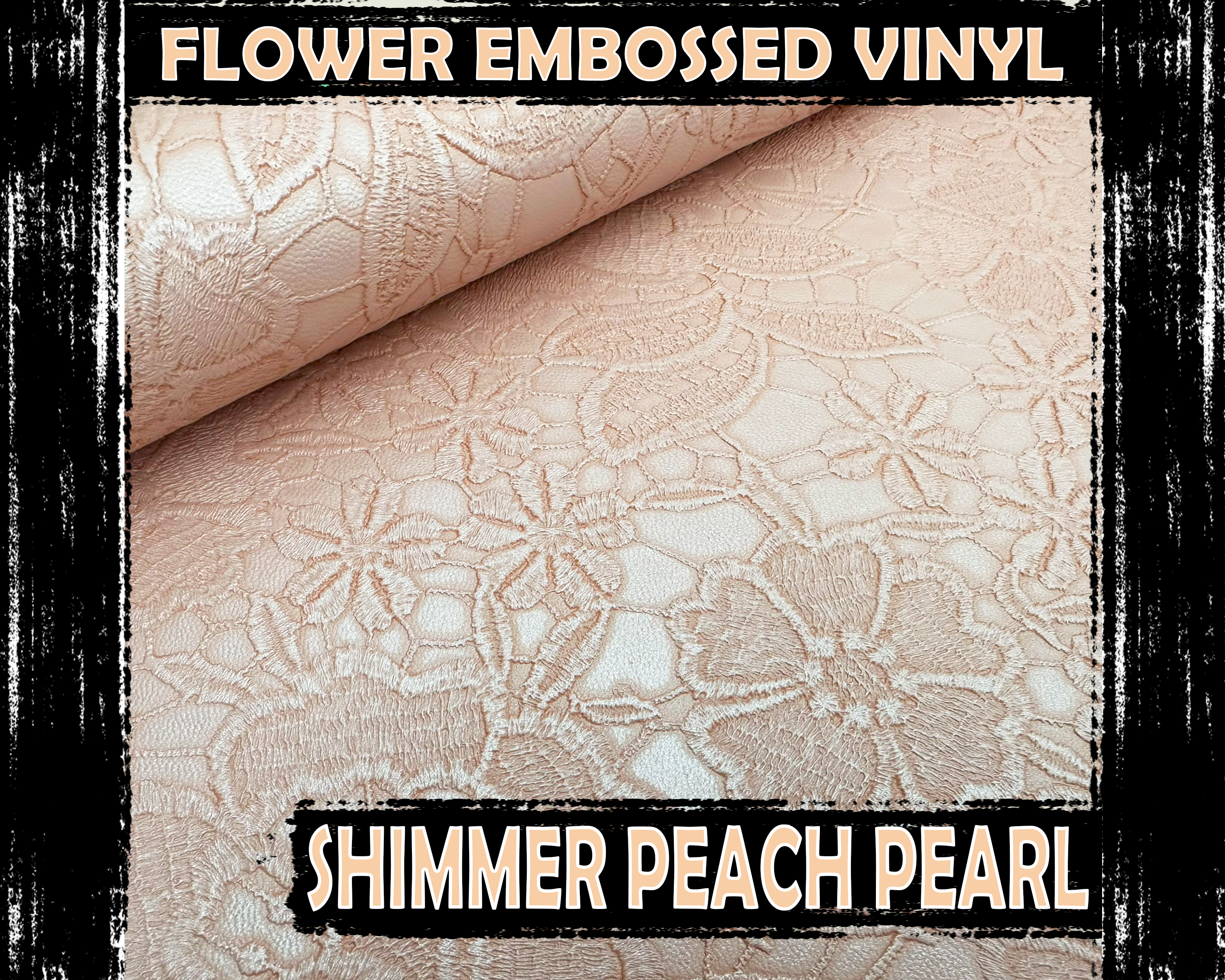 Shimmer Peach Flower Embossed Vinyl