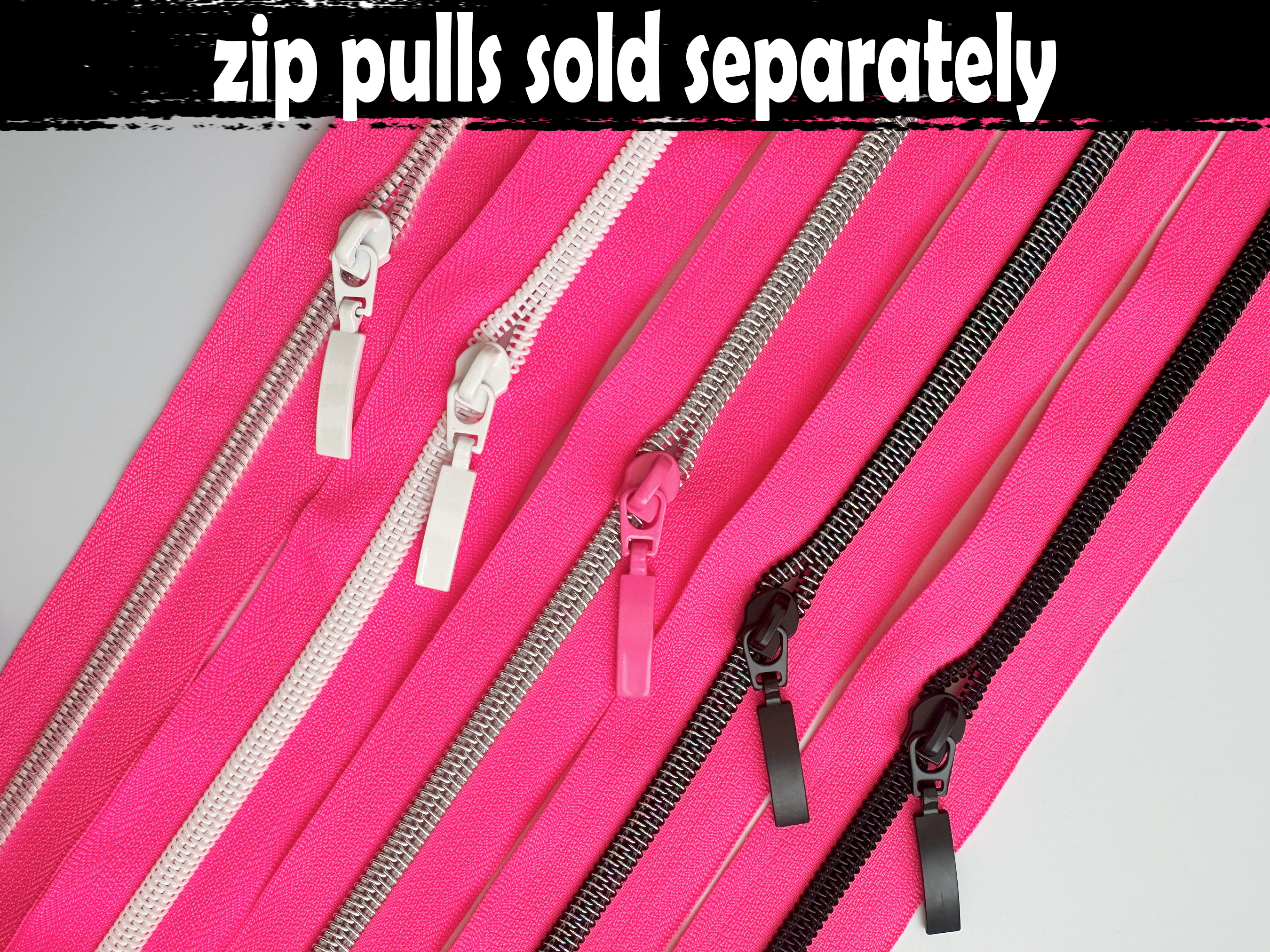 Neon Pink Nylon Zipper Tape, Size 5