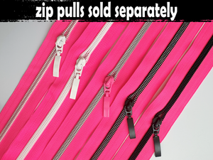 Neon Pink Nylon Zipper Tape, Size 5