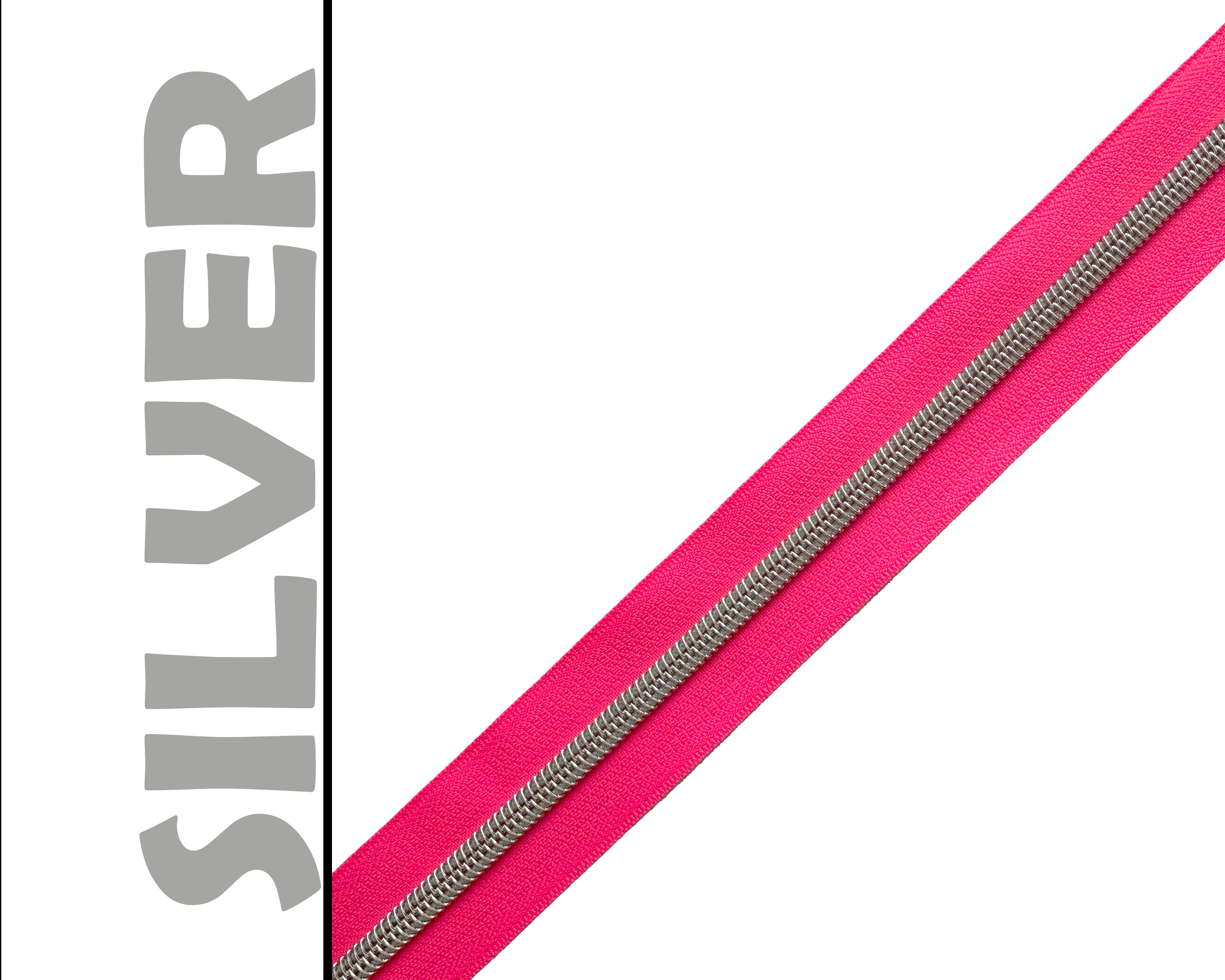 Neon Pink Nylon Zipper Tape, Size 5