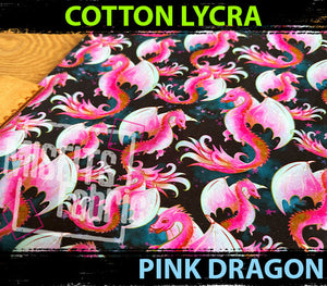 Cotton Lycra - Pink Dragons