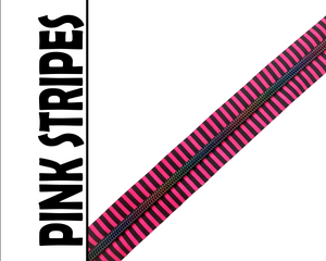Neon and Black Striped Nylon Zipper Tape with Dark Rainbow Teeth. Size 5