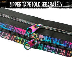 Rainbow Oversized Pop Tab Zipper Pulls for size 5 Nylon Zip Tape. Bag Making Hardware