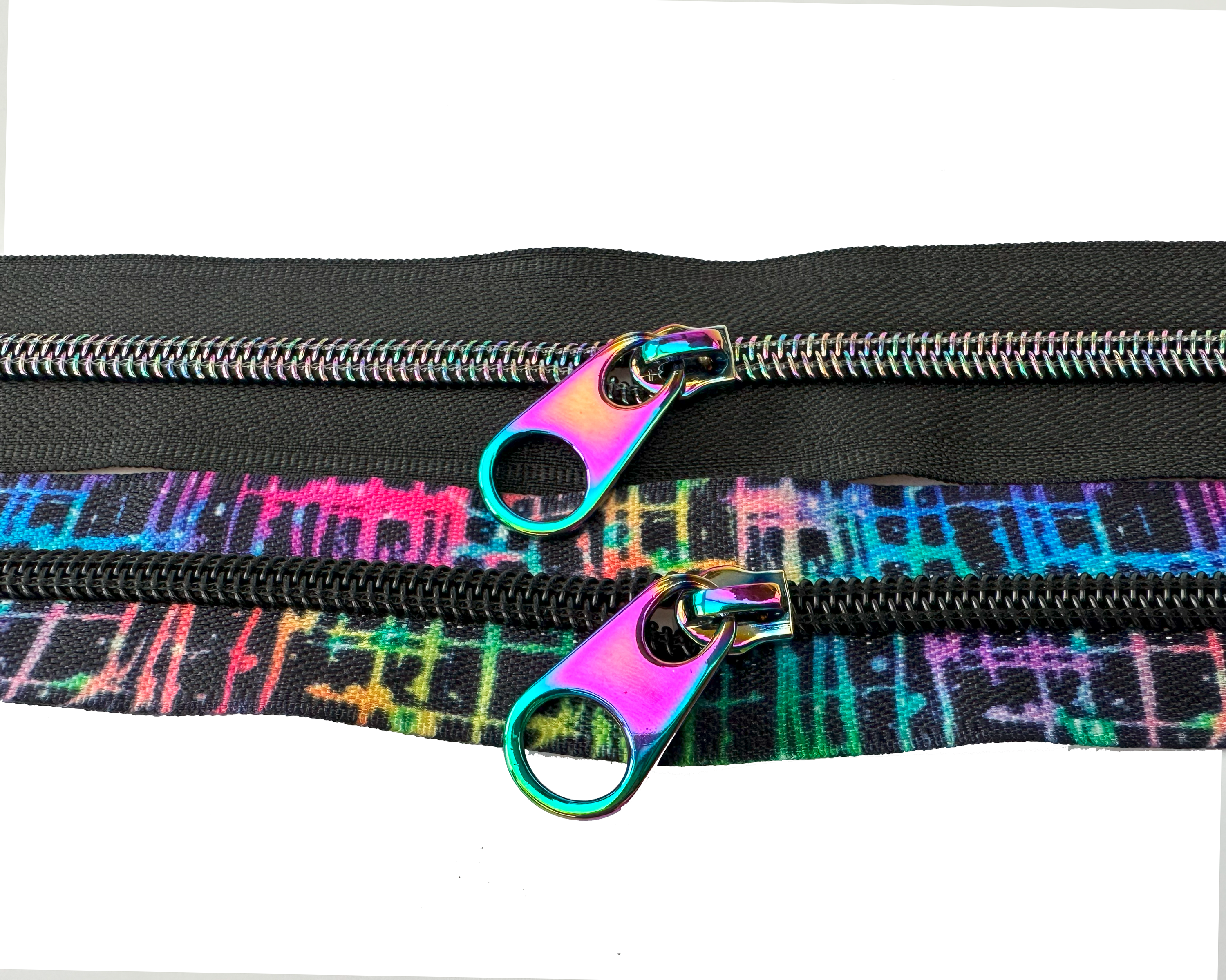 Rainbow Oversized Pop Tab Zipper Pulls for size 5 Nylon Zip Tape. Bag Making Hardware