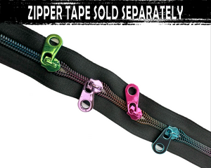 Pop Tab Zipper Pulls in 4 Bright Colours. Bag making hardware for size 5 Nylon Zip Tape