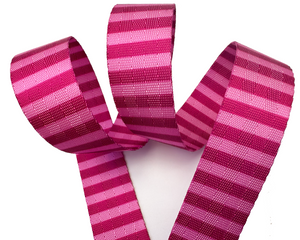 25mm wide, Two Toned Pink Stripes Print Nylon Webbing for DIY Bag Straps