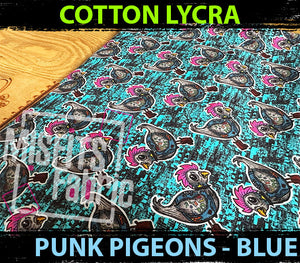 Cotton Lycra - Punk Pigeons, Blue