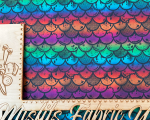 Punk Mermaid Scales on a Rainbow Ombre Background, Waterproof Polyester Canvas.