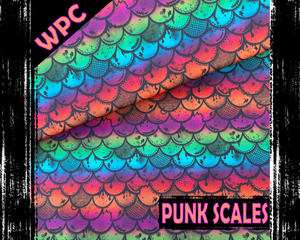 Punk Mermaid Scales on a Rainbow Ombre Background, Waterproof Polyester Canvas.