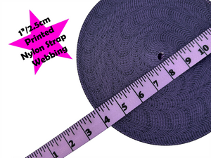 Lilac Measuring Tape Print Webbing, Bag Straps, 2.5cm (1") wide