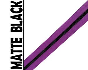 Purple Zipper Tape, Size 5 Nylon Coil with various coloured teeth